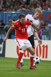 08.06.2008, Klagenfurt, pierwszy mecz reprezentacji Leo Beenhakkera na Mistrzostwach Europy: Polska - Niemcy 0:2. 

n/z Wojciech obodziski i Marcell Jansen

