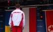 Fina? skoku - Leszek Blanik podczas ceremonii rozdania medali - odgrywanie hymnu narodowego.