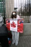 Protest przeciwko polowaniom na foki w Kanadzie, organizowany przez Fundacj Viva! Akcja dla Zwierzt, Warszawa, Polska, Ambasada Kanady, ul. Piekna 2/8. 14.03.2008.
