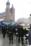 Krakw, 19 luty 2009, Protest sub mundurowych w Krakowie przeciwko zmianom emerytalnym. Protesty odbyy si rwnoczenie w Krakowie i Gdasku. 

