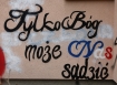 26.11.2015, Krakow, graffiti na krakowskich murach, n/z  graffiti Tylko Bog moze nas sadzic 
fot. PPC/NEWSPIX.PL