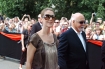 Celine Dion jako pierwsza w historii gwiazda odsonia pyte ze swoim nazwiskiem w Alei Gwiazd w Krakowie. Aleja Gwiazd w Krakowie jest wspulnym projekten radia RMF oraz Miasta. n/z Celine Dion(L), Rene Angelil(P)- m Celine