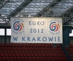 Orange Ekstraklasa: Wisa Krakw - Legia Warszawa 3:1. n/z Baner promujcy Krakw jako miasto Euro 2012.
