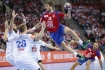 17.01.2016, Krakow Cracow, Mistrzostwa Europy w Pilce Recznej, 12th Men's European Handball Championship, Serbia - Francja Serbia - France n/z Milos Orbovic Luka Karabatic