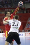 27.01.2016, Krakow Cracow, Mistrzostwa Europy w Pilce Recznej, 12th Men's European Handball Championship, Bialorus - Macedonia Belarus - FYR Macedonia n/z Kiril Lazarov